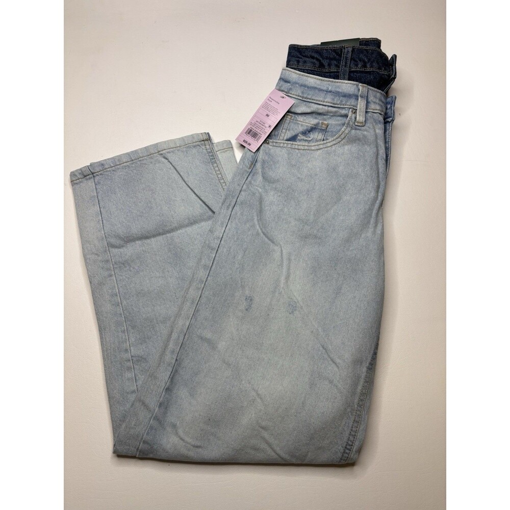 NWT Wild Fable Jeans Size 00 Light Wash Double Waist Midris 90s Relaxed Straight